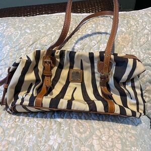Dooney & Bourke Zebra Stripe Shoulder Bag - Black and Cream